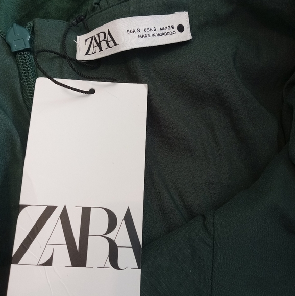 ZARA ASYMMETRICAL LINEN BLEND RUCHED MINI DRESS SIZE S - Picture 10 of 12